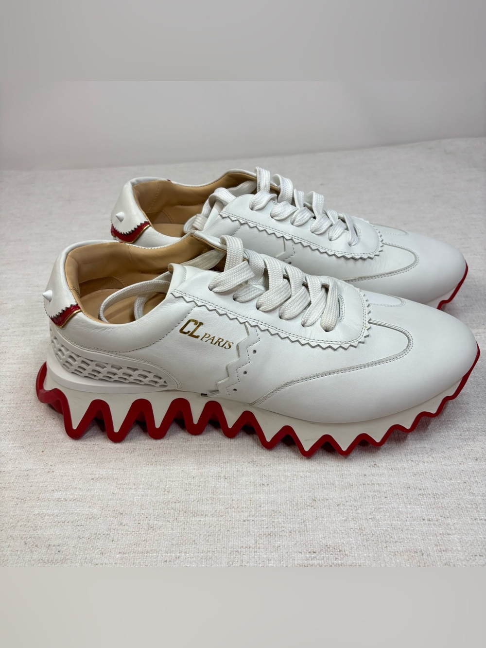 Authentic Christian Louboutin Men’s size 41 Loubishark Sneakers in white red - Picture 2 of 12